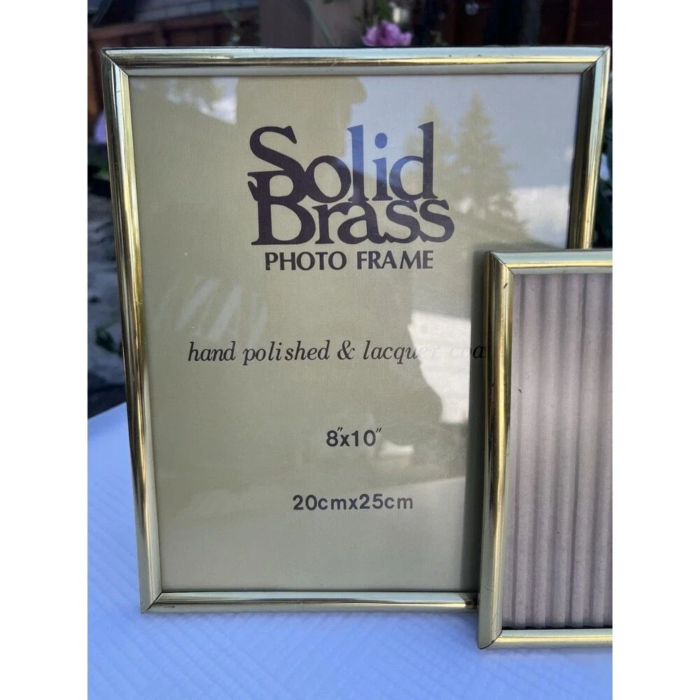 Vintage Solid Brass Photo Frames Set 8x10 5x7 Gold Made in Taiwan